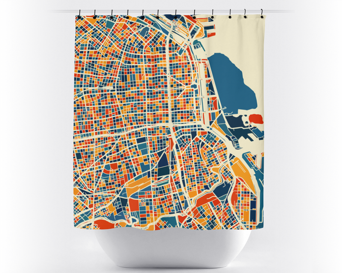 Buenos Aires Map Shower Curtain - argentina Shower Curtain - Chroma Series