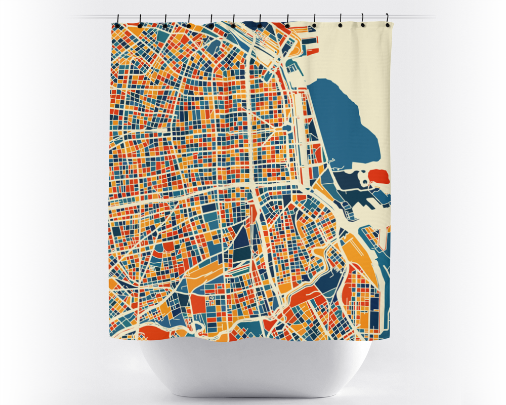 Buenos Aires Map Shower Curtain - argentina Shower Curtain - Chroma Series
