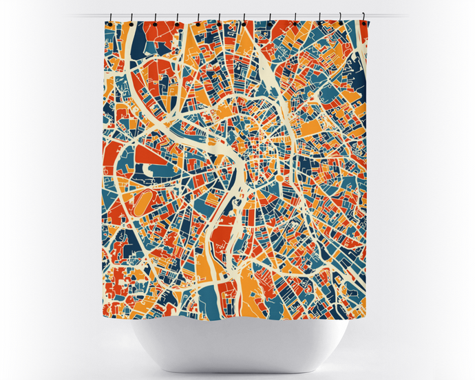 Toulouse Map Shower Curtain - france Shower Curtain - Chroma Series