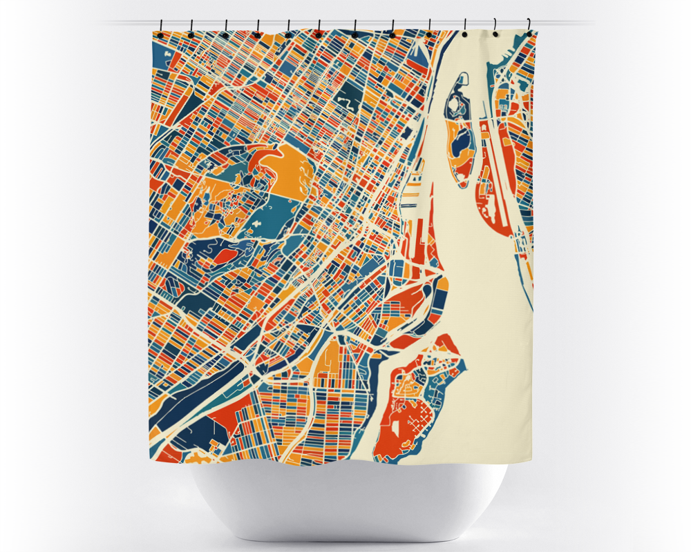 Montreal Map Shower Curtain - canada Shower Curtain - Chroma Series