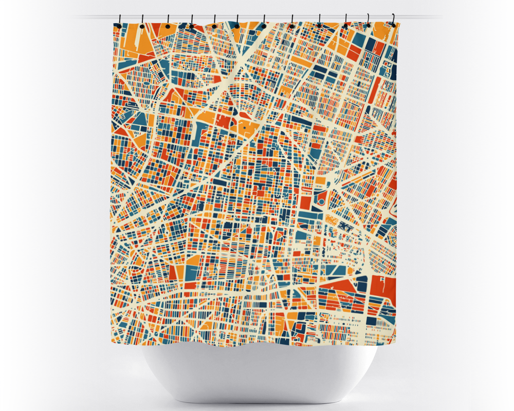 Mexico City Map Shower Curtain - mexico Shower Curtain - Chroma Series