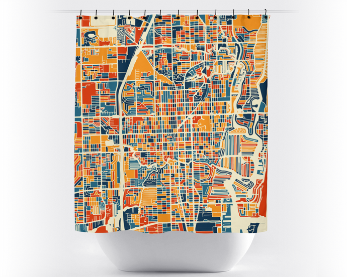 Fort Lauderdale Map Shower Curtain - usa Shower Curtain - Chroma Series