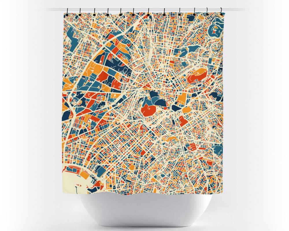Athens Map Shower Curtain - greece Shower Curtain - Chroma Series
