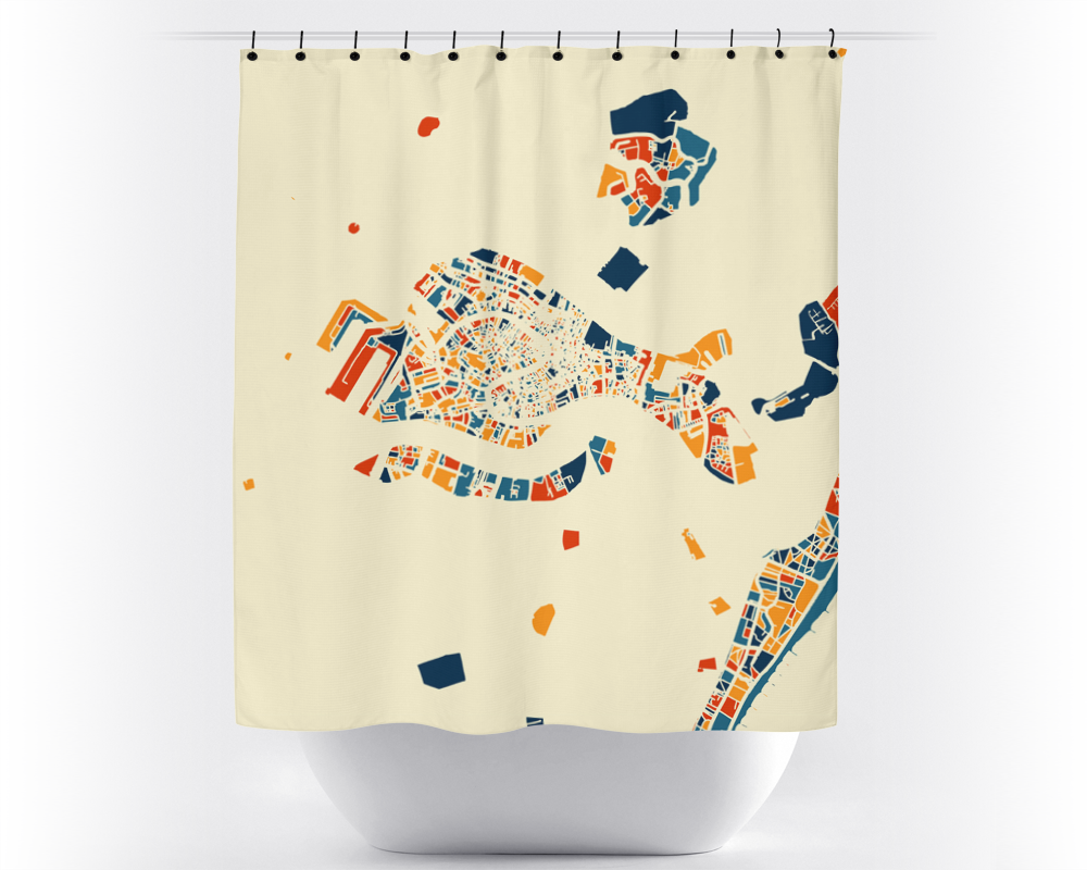 Venice Map Shower Curtain - italy Shower Curtain - Chroma Series