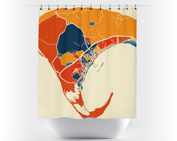 Provincetown Map Shower Curtain - usa Shower Curtain - Chroma Series
