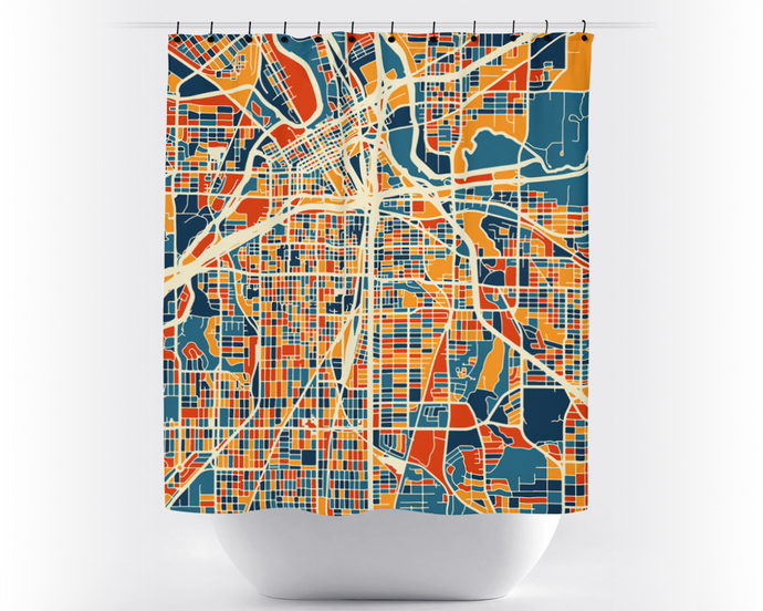 Fort Worth Map Shower Curtain - usa Shower Curtain - Chroma Series