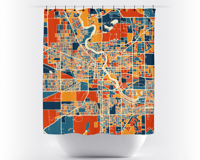 South Bend Map Shower Curtain - usa Shower Curtain - Chroma Series