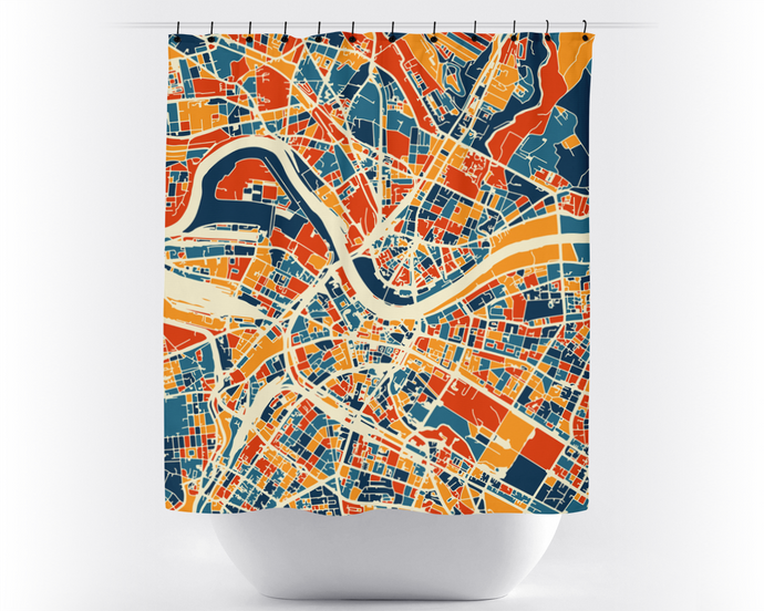 Dresden Map Shower Curtain - germany Shower Curtain - Chroma Series