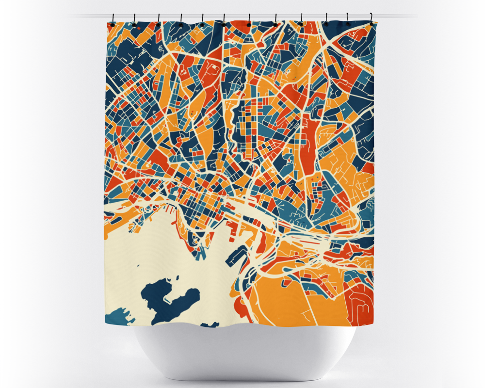 Oslo Map Shower Curtain - norway Shower Curtain - Chroma Series
