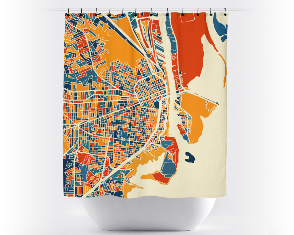 Mobile Map Shower Curtain - usa Shower Curtain - Chroma Series