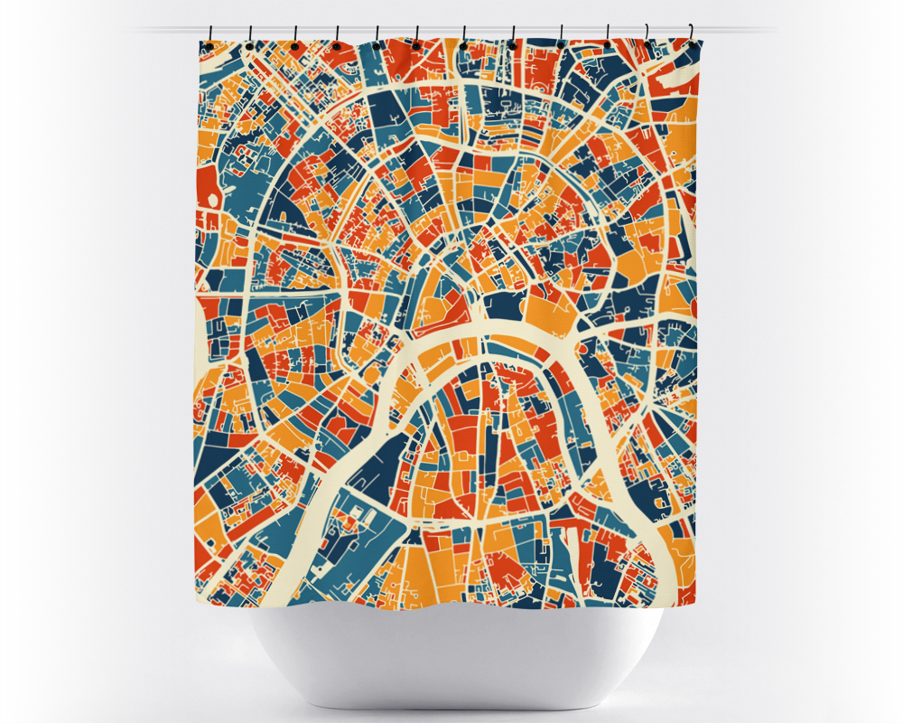 Moscow Map Shower Curtain - russia Shower Curtain - Chroma Series