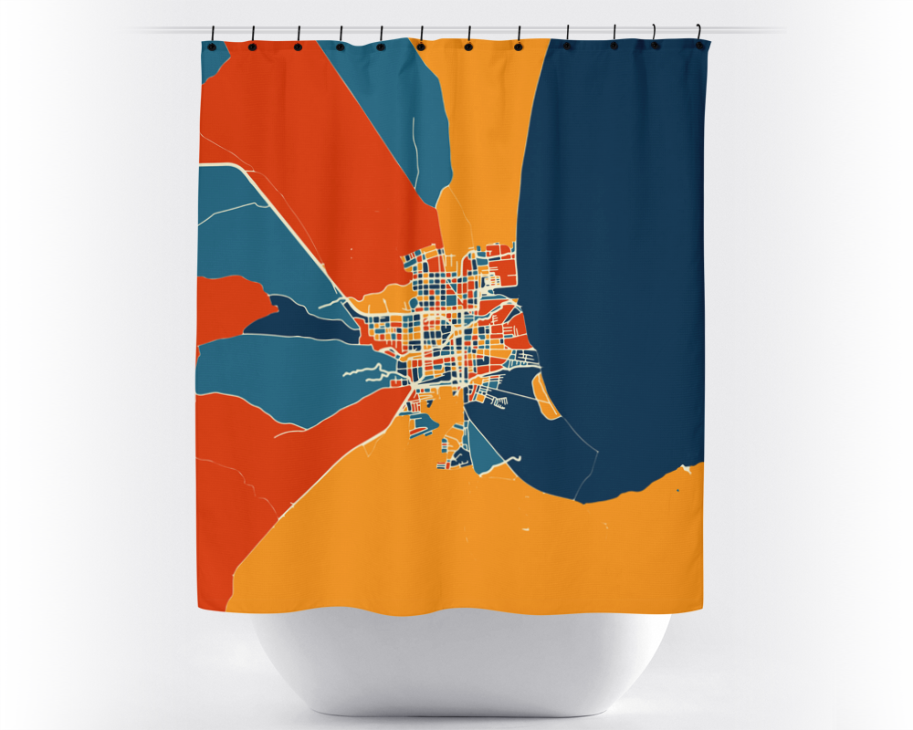 Granada Map Shower Curtain - spain Shower Curtain - Chroma Series