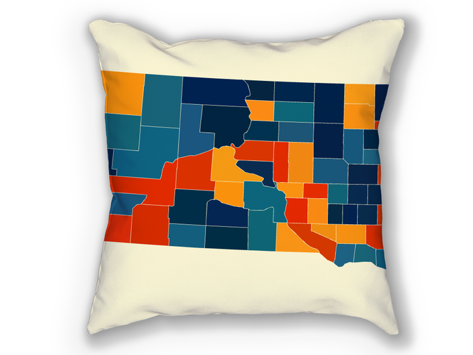 South Dakota Map Pillow - SD Map Pillow 18x18