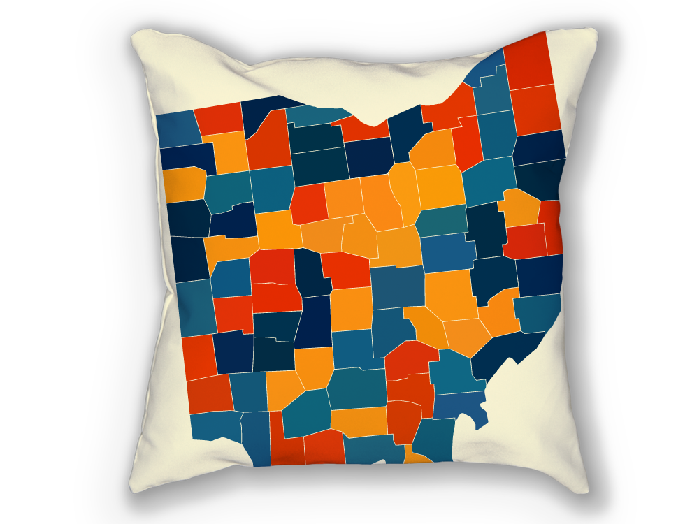 Ohio Map Pillow - OH Map Pillow 18x18
