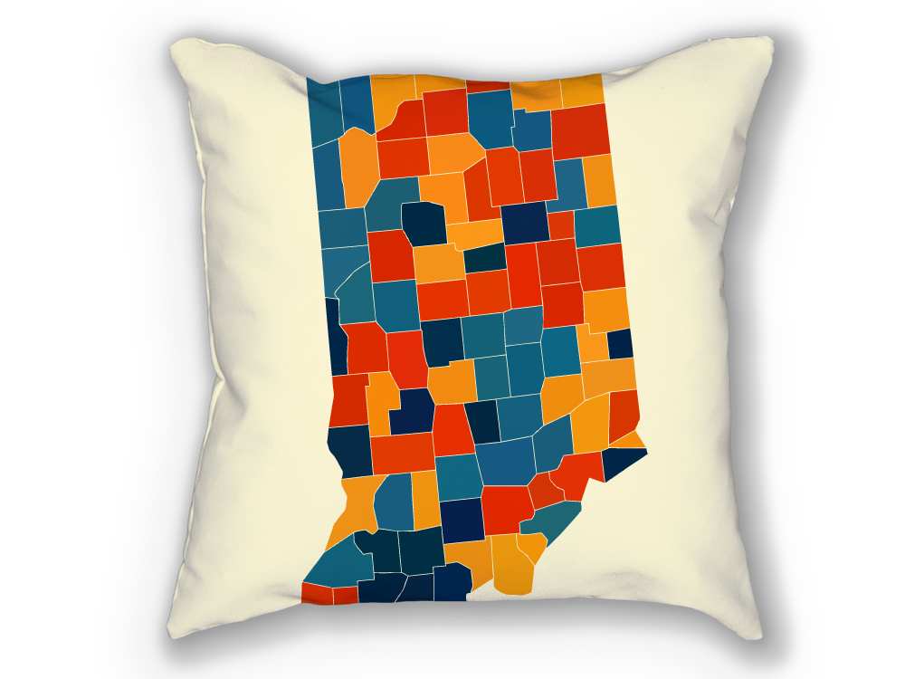 Indiana Map Pillow - IN Map Pillow 18x18