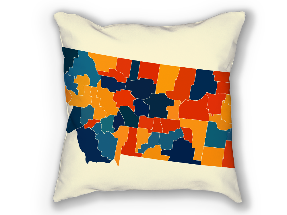 Montana Map Pillow - MT Map Pillow 18x18