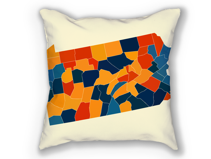 Pennsylvania Map Pillow - PA Map Pillow 18x18