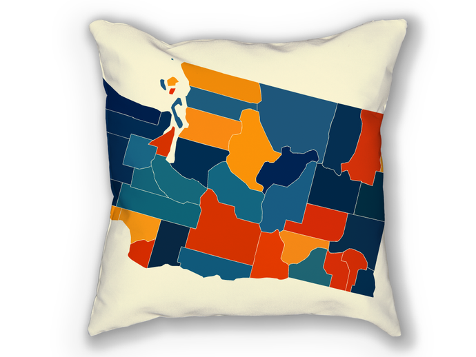 Washington Map Pillow - WA Map Pillow 18x18