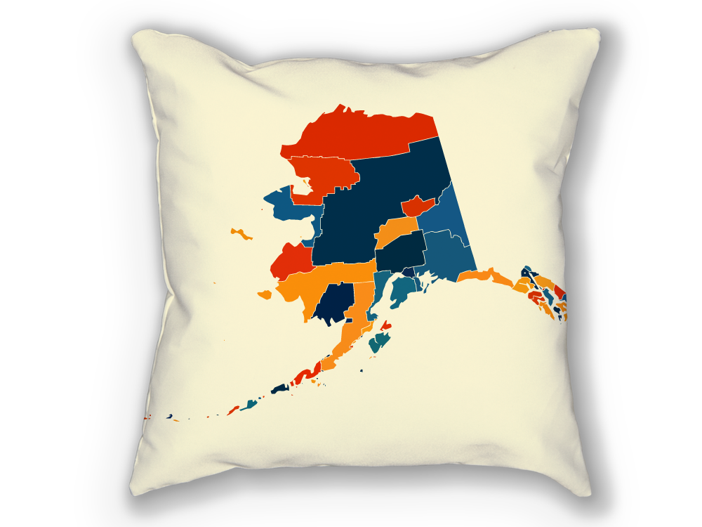 Alaska Map Pillow - AK Map Pillow 18x18