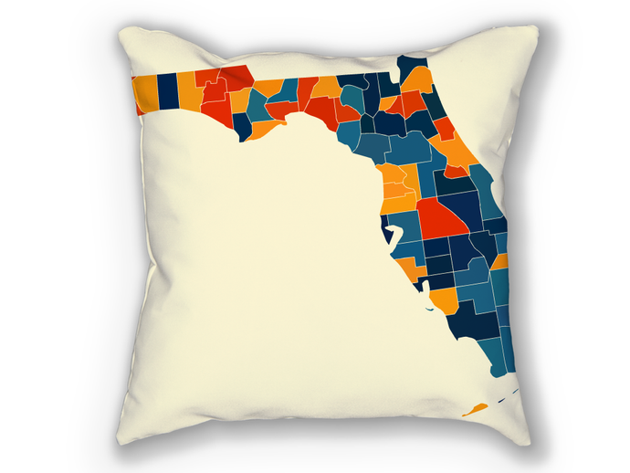 Florida Map Pillow - FL Map Pillow 18x18