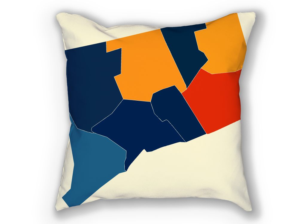 Connecticut Map Pillow - CT Map Pillow 18x18