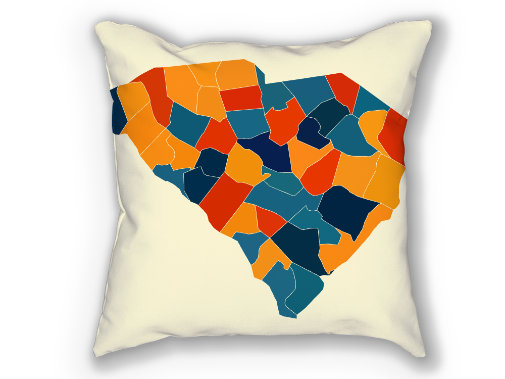 South Carolina Map Pillow - SC Map Pillow 18x18