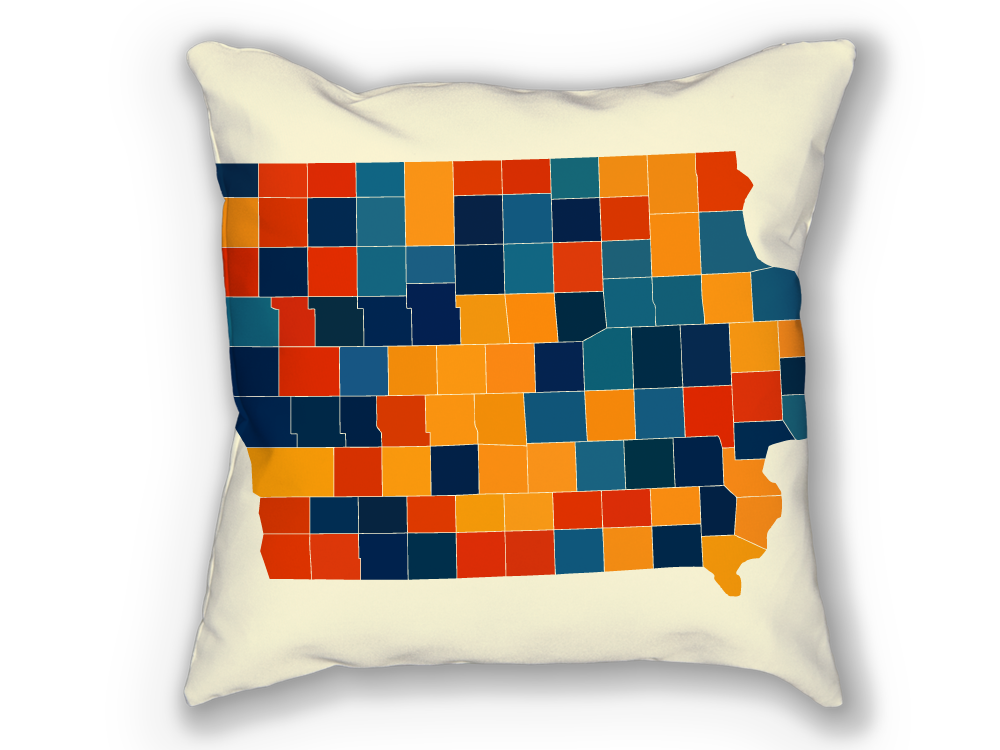 Iowa Map Pillow - IA Map Pillow 18x18