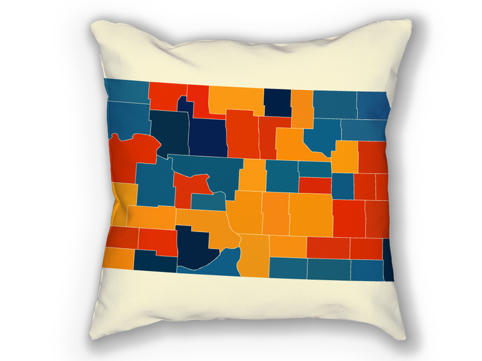 North Dakota Map Pillow - ND Map Pillow 18x18