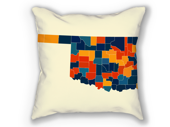 Oklahoma Map Pillow - OK Map Pillow 18x18