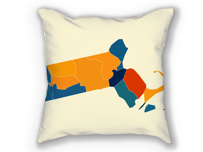 Massachusetts Map Pillow - MA Map Pillow 18x18