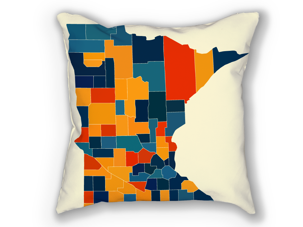 Minnesota Map Pillow - MN Map Pillow 18x18