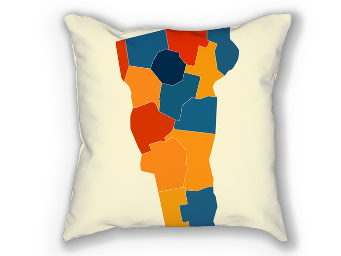 Vermont Map Pillow - VT Map Pillow 18x18