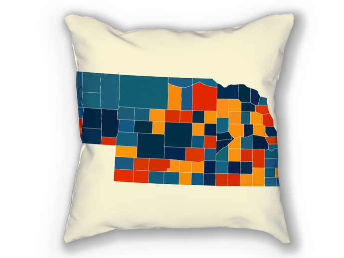 Nebraska Map Pillow - NE Map Pillow 18x18