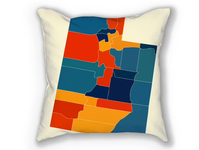 Utah Map Pillow - UT Map Pillow 18x18