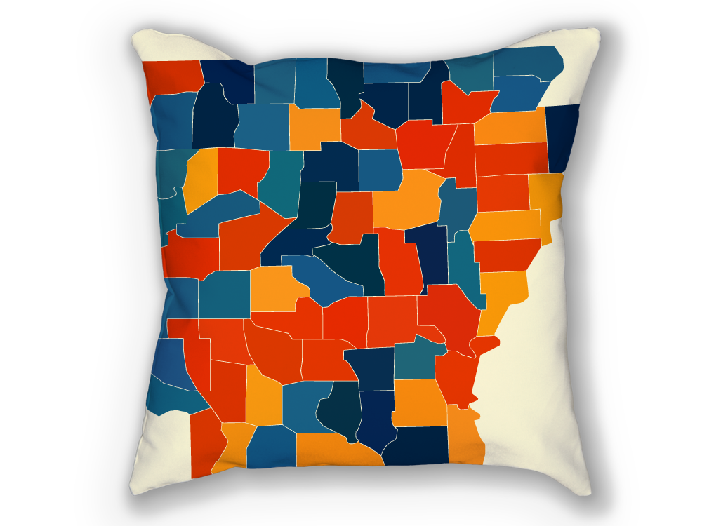 Arkansas Map Pillow - AR Map Pillow 18x18