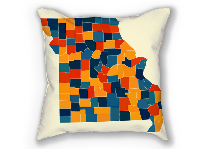Missouri Map Pillow - MO Map Pillow 18x18