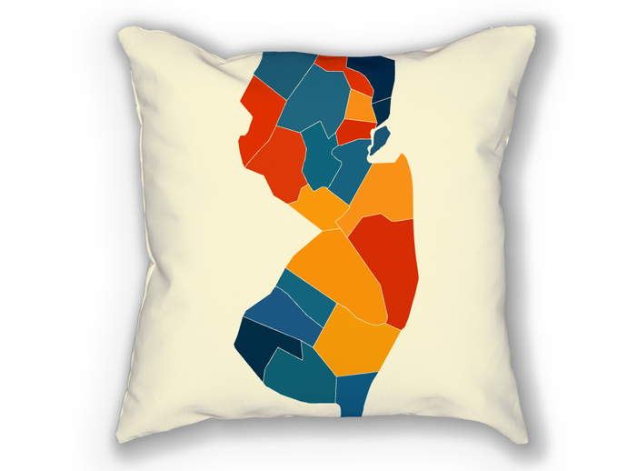 New Jersey Map Pillow - NJ Map Pillow 18x18