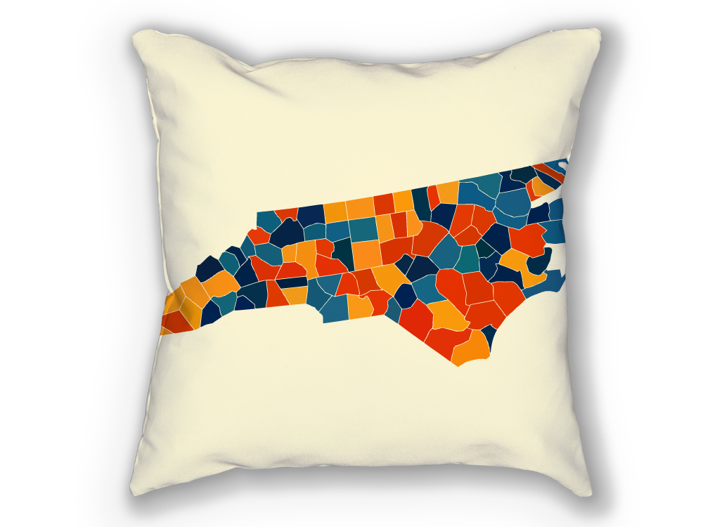 North Carolina Map Pillow - NC Map Pillow 18x18