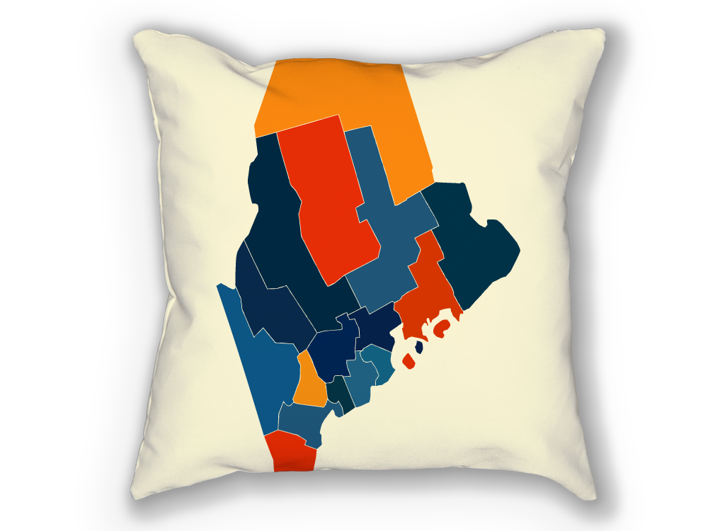 Maine Map Pillow - ME Map Pillow 18x18
