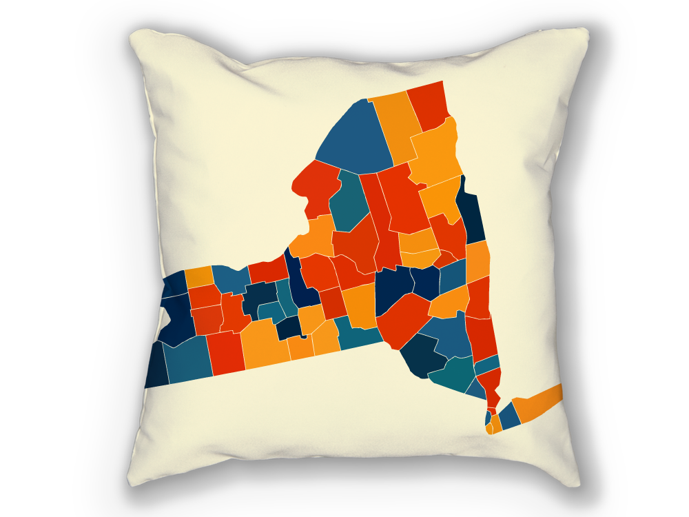 New York Map Pillow - NY Map Pillow 18x18