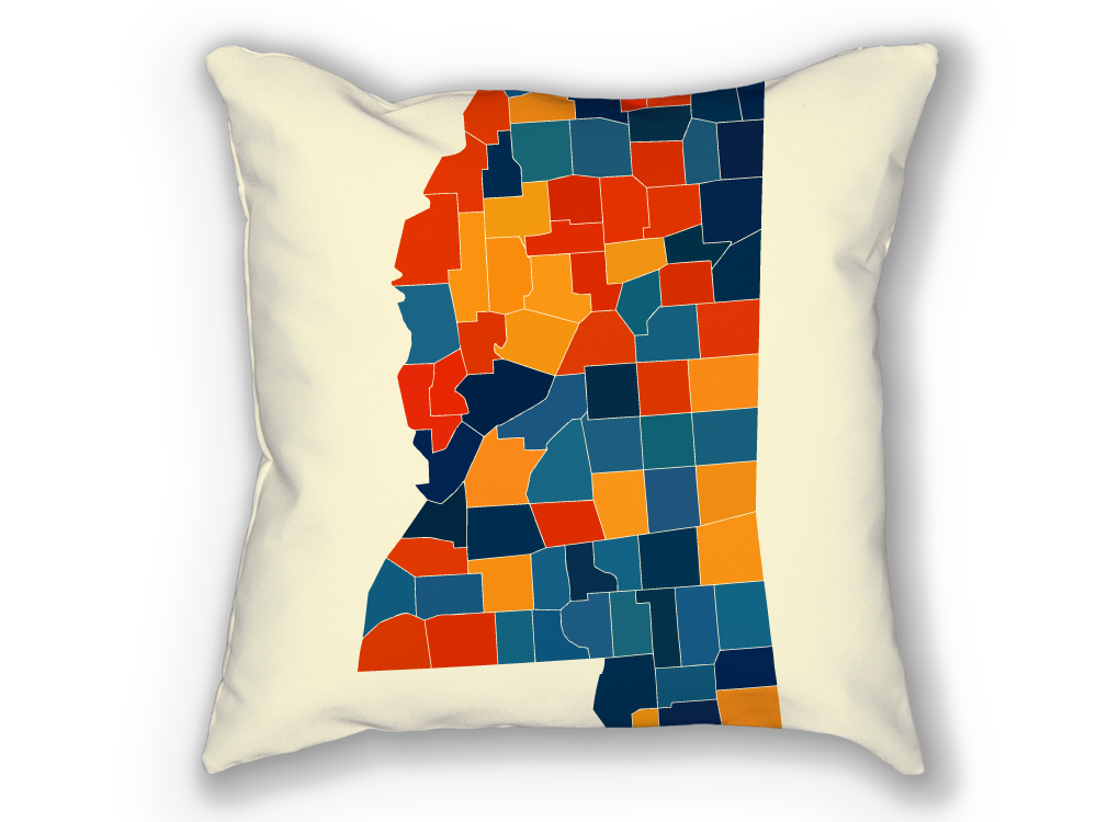 Mississippi Map Pillow - MS Map Pillow 18x18