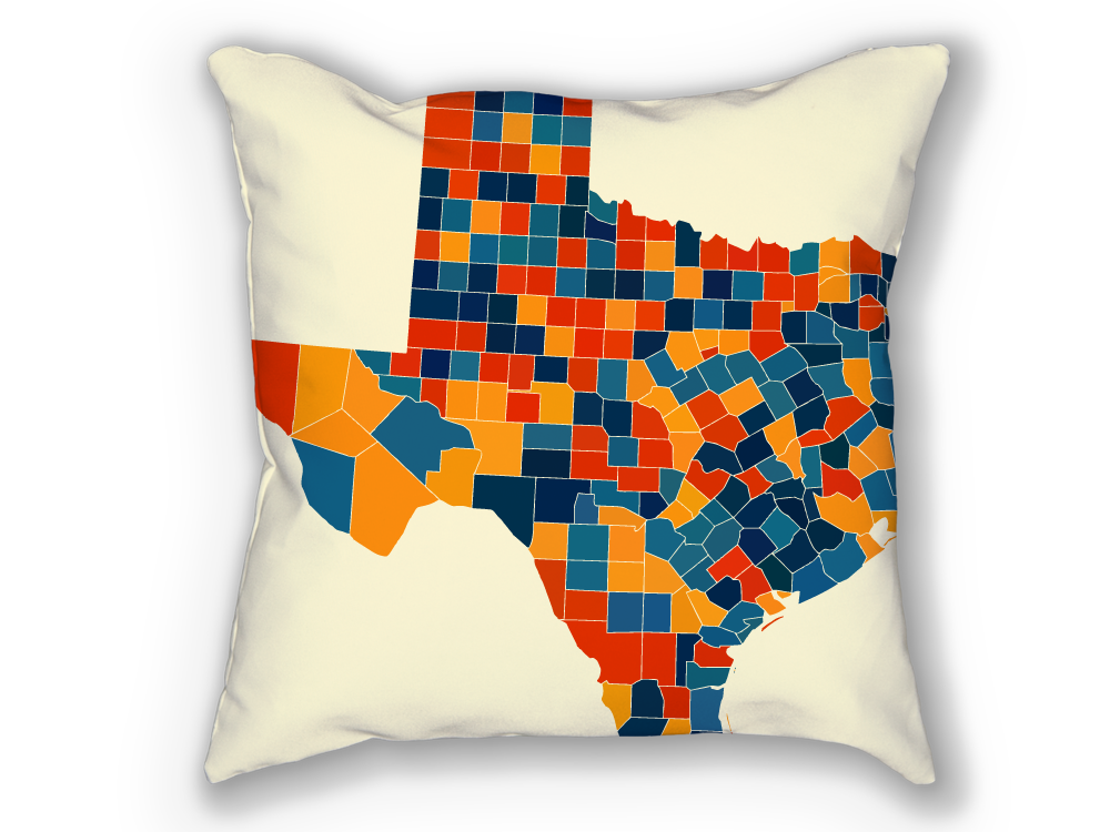 Texas Map Pillow - TX Map Pillow 18x18