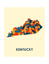 Charger l&#39;image dans la galerie, Affiche cartographique de Kentucky - Style Chroma

