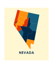Charger l&#39;image dans la galerie, Affiche cartographique de Nevada - Style Chroma
