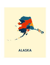 Charger l&#39;image dans la galerie, Affiche cartographique de Alaska - Style Chroma
