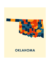 Load image into Gallery viewer, Oklahoma Map Print - Full Color Map Poster
