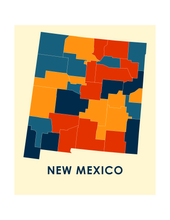 Charger l&#39;image dans la galerie, Affiche cartographique de New Mexico - Style Chroma
