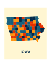 Charger l&#39;image dans la galerie, Affiche cartographique de Iowa - Style Chroma
