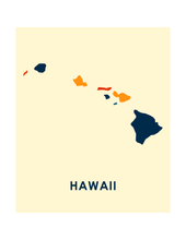 Charger l&#39;image dans la galerie, Affiche cartographique de Hawaii - Style Chroma
