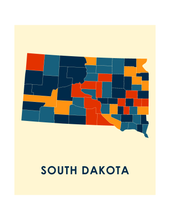 Charger l&#39;image dans la galerie, Affiche cartographique de Dakota du Sud - Style Chroma
